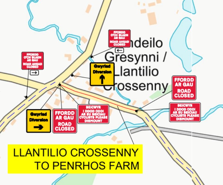 Important Road Closure in Llantilio Crossenny