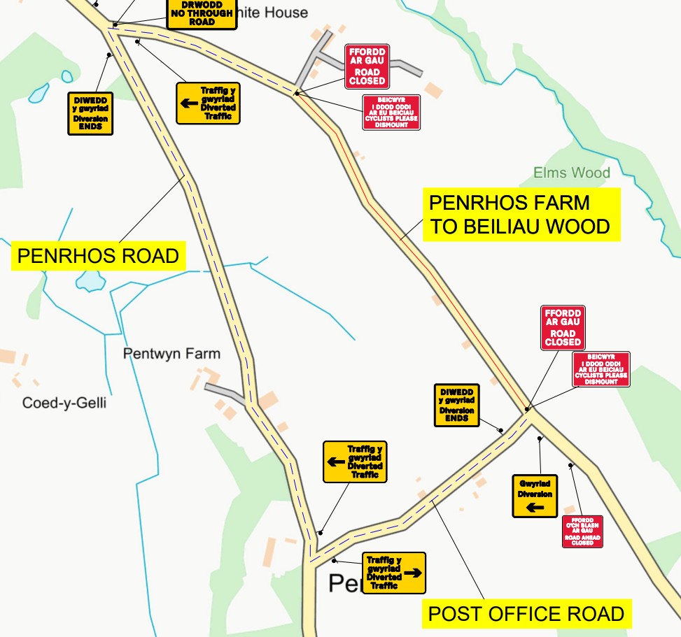 Road Closure in Penrhos