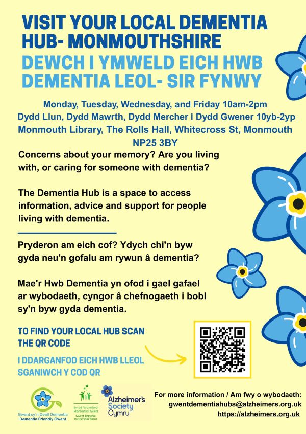 Monmouthshire Dementia Hub is in Monmouth Library.