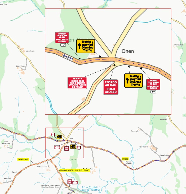 Road Closures in Llanvihangel-ystern-llewern ward