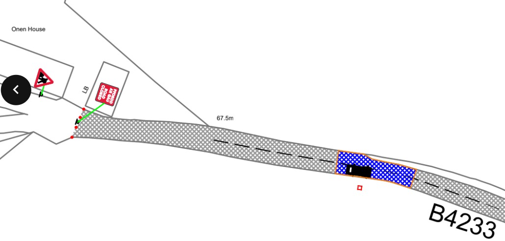 Road Closure B4233 at The Onen